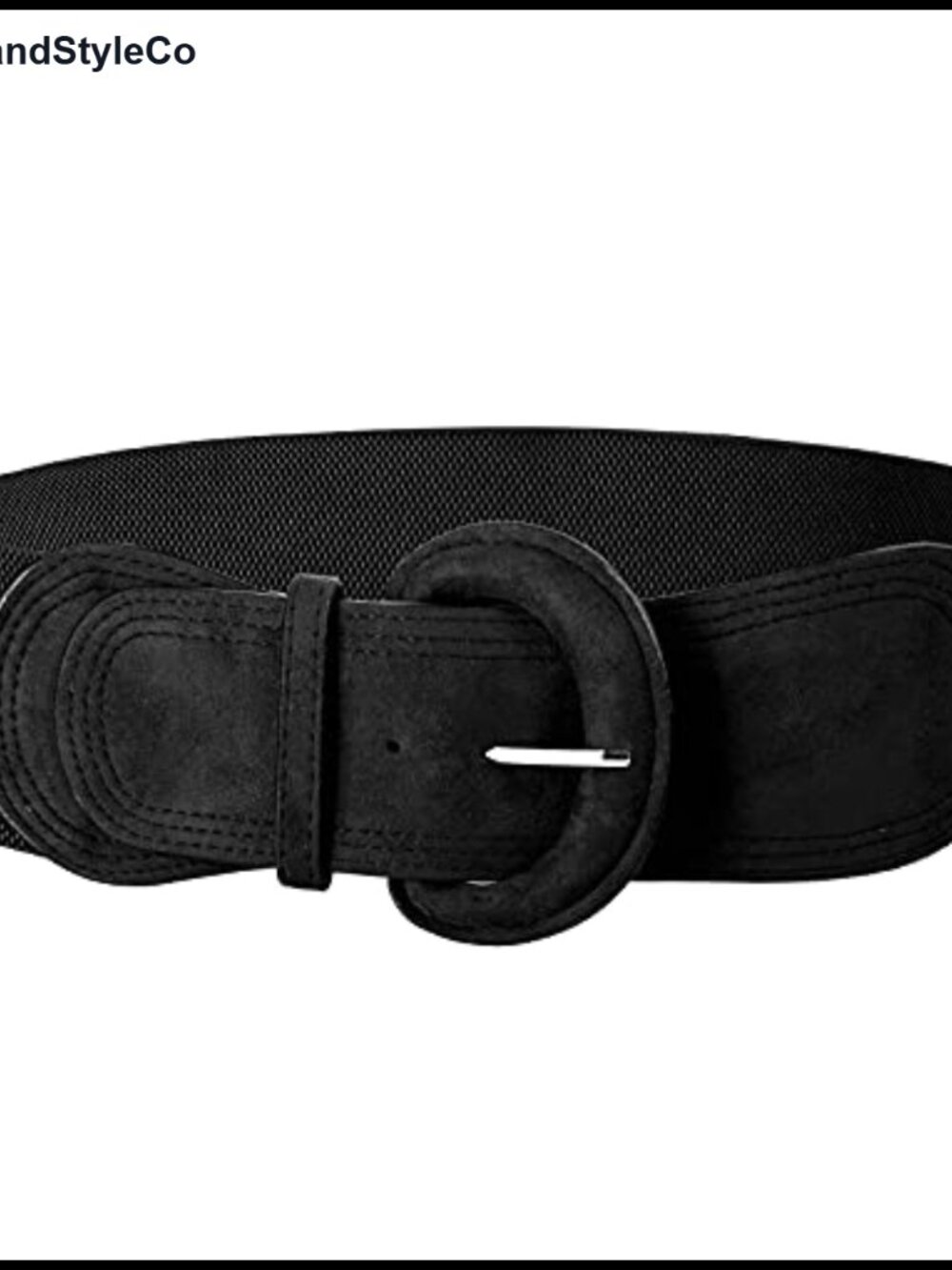 Faux Suede Elastic Wide Belt with Buckle Stretch Waistband for Dresses